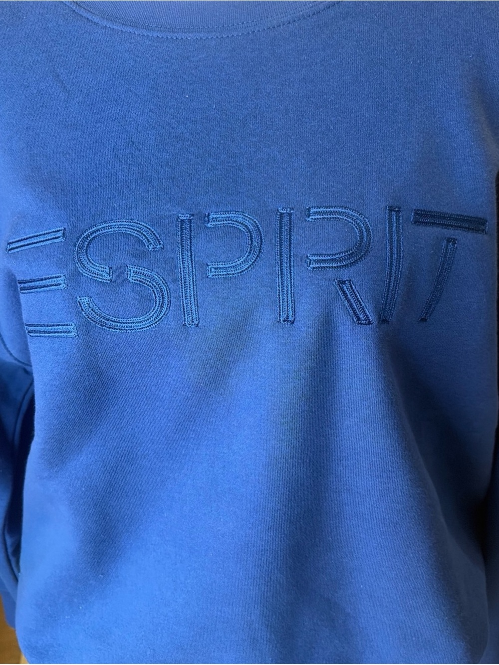 Esprit women’s Royal Blue Crewneck Sweatshirt with Tonal Embroidered Logo